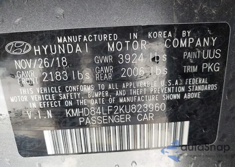 2019 Hyundai Elantra Value Edition z USA, uszkodzony, nr VIN KMHD84LF2KU823960